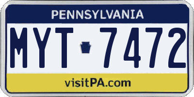 PA license plate MYT7472