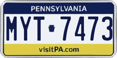 PA license plate MYT7473