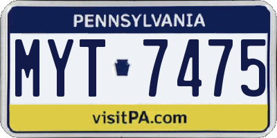 PA license plate MYT7475