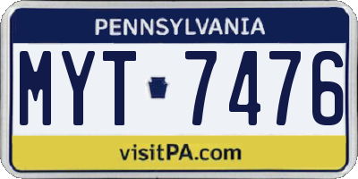 PA license plate MYT7476