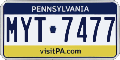 PA license plate MYT7477