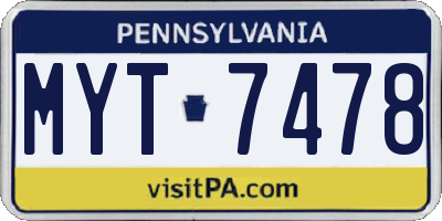 PA license plate MYT7478