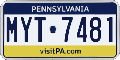 PA license plate MYT7481