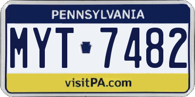 PA license plate MYT7482