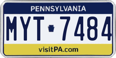 PA license plate MYT7484