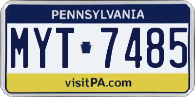 PA license plate MYT7485