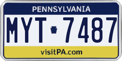 PA license plate MYT7487