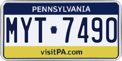 PA license plate MYT7490