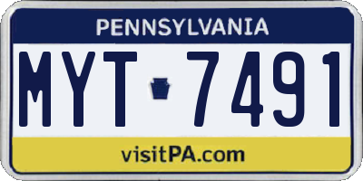 PA license plate MYT7491