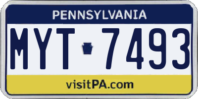PA license plate MYT7493