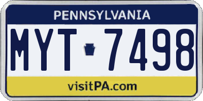 PA license plate MYT7498