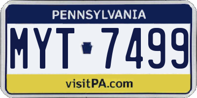 PA license plate MYT7499