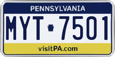 PA license plate MYT7501