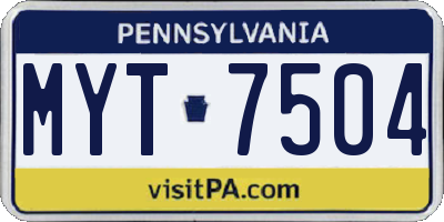 PA license plate MYT7504