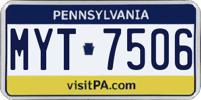 PA license plate MYT7506