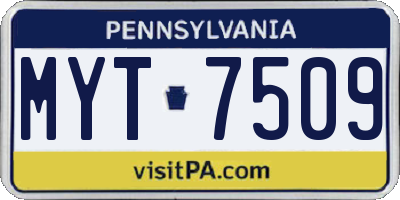 PA license plate MYT7509