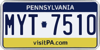 PA license plate MYT7510