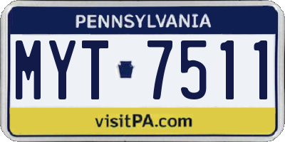 PA license plate MYT7511