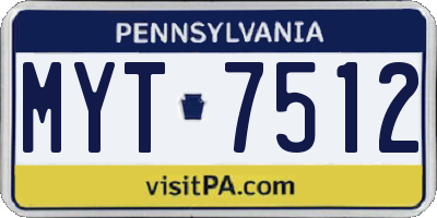 PA license plate MYT7512
