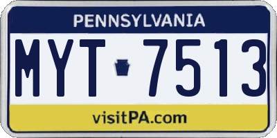 PA license plate MYT7513