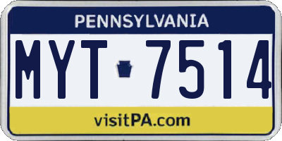 PA license plate MYT7514