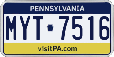 PA license plate MYT7516