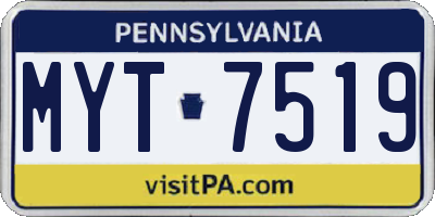 PA license plate MYT7519