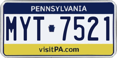 PA license plate MYT7521