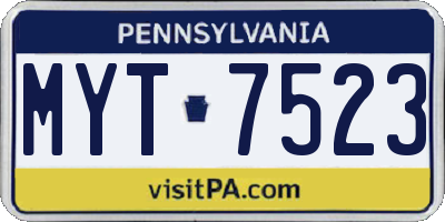 PA license plate MYT7523