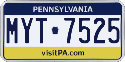 PA license plate MYT7525