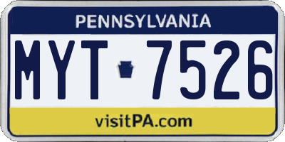 PA license plate MYT7526