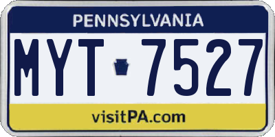 PA license plate MYT7527