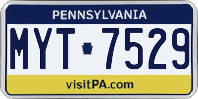 PA license plate MYT7529