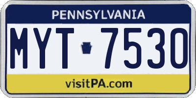 PA license plate MYT7530