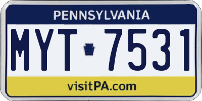 PA license plate MYT7531