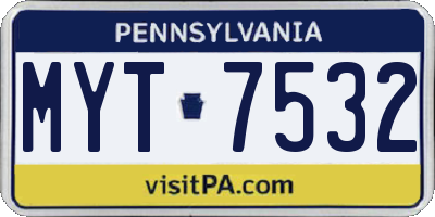 PA license plate MYT7532