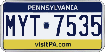 PA license plate MYT7535