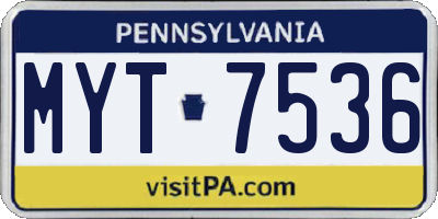 PA license plate MYT7536