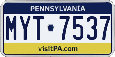 PA license plate MYT7537