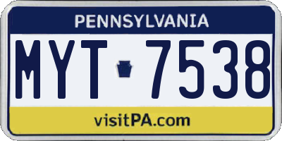 PA license plate MYT7538