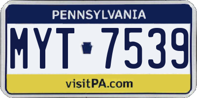 PA license plate MYT7539