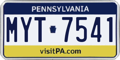 PA license plate MYT7541