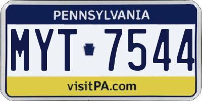 PA license plate MYT7544