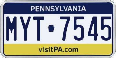 PA license plate MYT7545