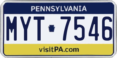 PA license plate MYT7546