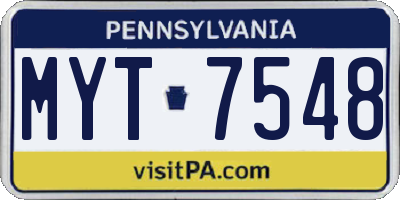 PA license plate MYT7548