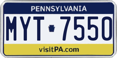 PA license plate MYT7550