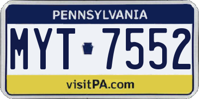 PA license plate MYT7552