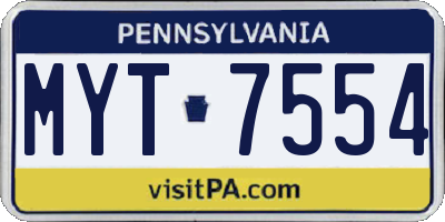 PA license plate MYT7554