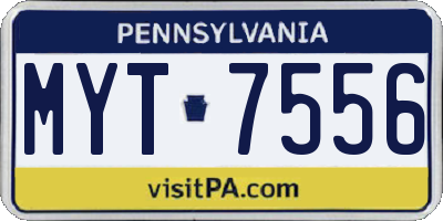 PA license plate MYT7556